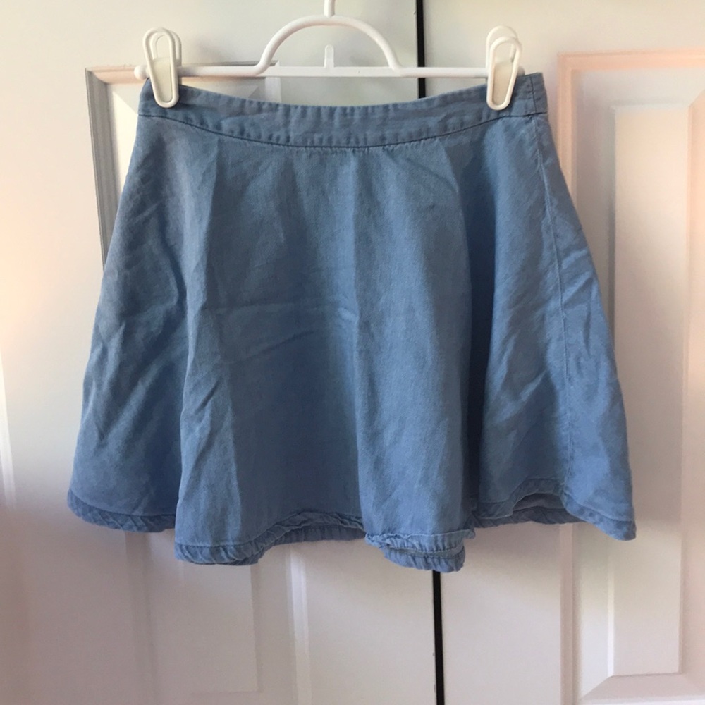 denim skater skirt.